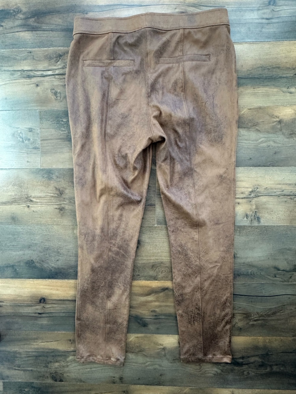 Free People Faux Suede Leather Leggings Brown Boho Moto Stretch - Picture 2 of 6